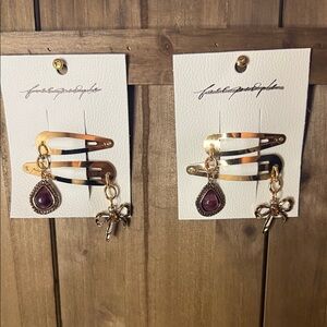 Free People Gold and Purple Hair Clip Set
